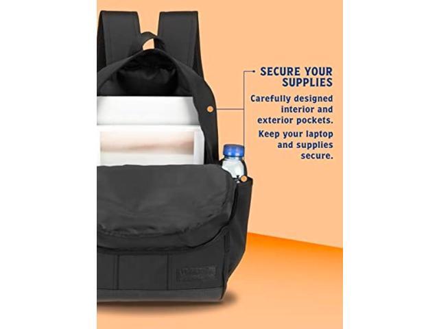 Wrangler Industry Backpack Classic Logo Water Resistant Casual Daypack with Padded Laptop Notebook Sleeve (Black)
