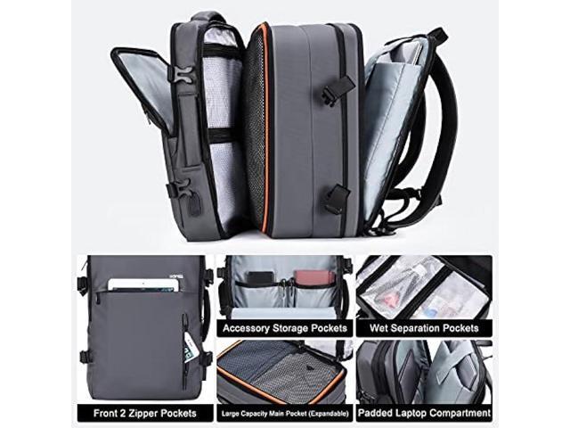 HOMIEE Carry on Backpack Extra Large 40L Travel Bag, Expandable Hand Luggage Anti-Theft Business Backpack, Water Resistant Lightweight Weekender...