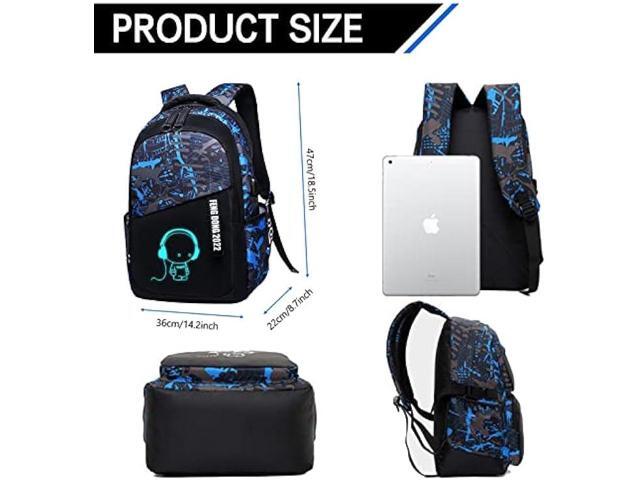 EDOSSA Luminous Backpack Laptop Backpack - Adjustable Shoulder Strap Waterproof Black Backpack With USB Charging Port Backpack Anime Luminous Backpack