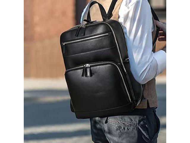 BOSTANTEN Men Leather Backpack 15.6 Laptop Backpack Travel Business Office Bag Large Capacity College Daypack