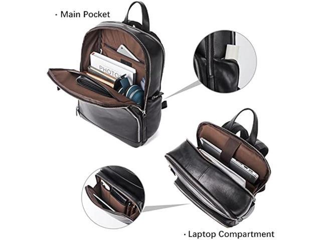 BOSTANTEN Men Leather Backpack 15.6 Laptop Backpack Travel Business Office Bag Large Capacity College Daypack