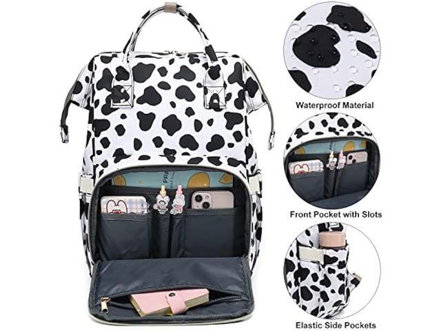 Dezcrab Cow Print Laptop Backpack for Women, College Bookbag School Backpack Work Business Travel 15.6 Inch Computer Backpacks