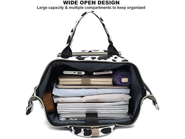 Dezcrab Cow Print Laptop Backpack for Women, College Bookbag School Backpack Work Business Travel 15.6 Inch Computer Backpacks