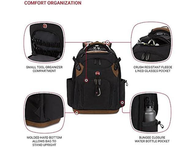 SwissGear Tool Bag Backpack, Fits Up to 17-Inch Laptop, Work Pack PRO, Black/Brown Canvas