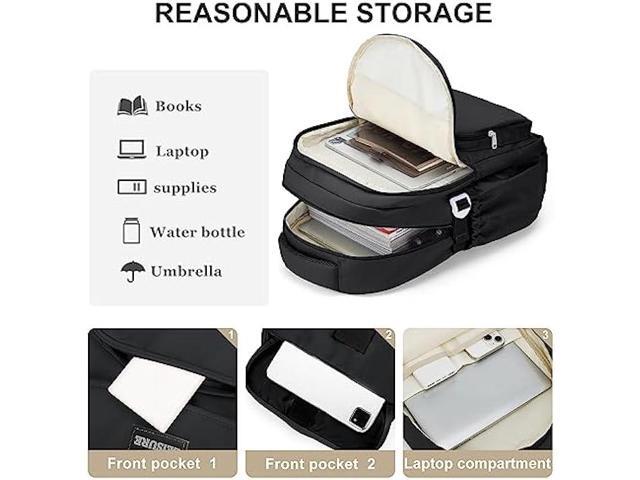 WEPOET Simple Aesthetic Black Backpacks For School,Lightweight Casual College Backpack Women,Travel Laptop Daypack Men,Waterproof Middle School...