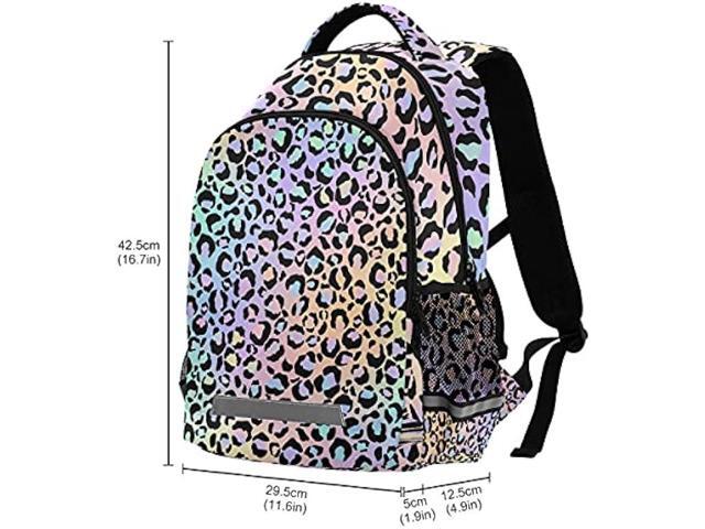 MNSRUU School Backpack with Chest Strap, Leopard Print Laptop Backpack, Travel Hiking Backpack for Boys Girls, Rucksack, Knapsack