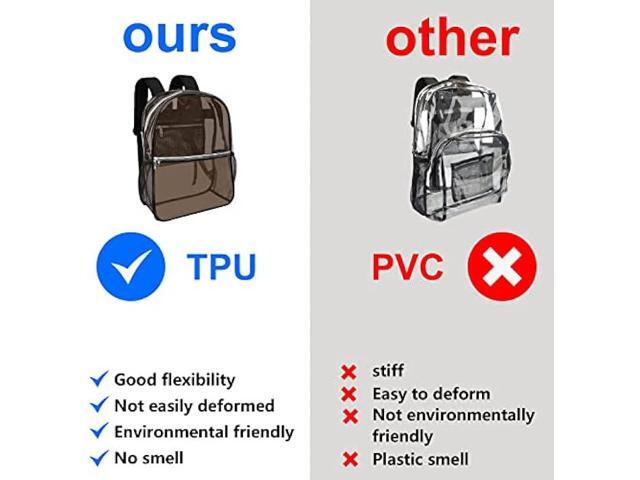 Neurora Clear Backpack Heavy Duty TPU Transparent Backpack for Sports,Work,Security Travel.