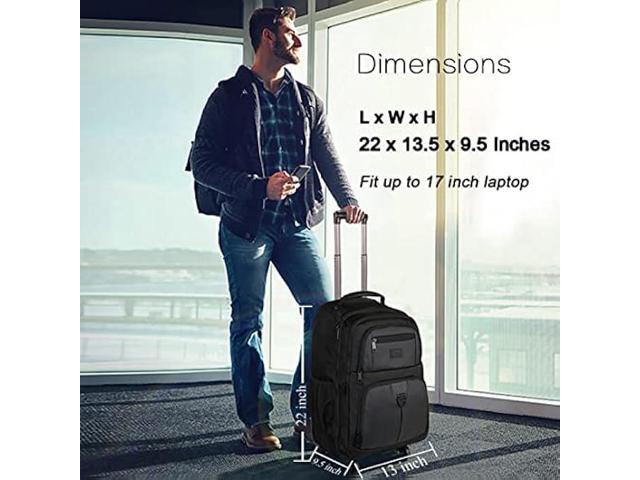MATEIN Rolling Backpack with 4 Wheels, 17 inch Travel Laptop Backpack for Women Men, Large Wheeled Backpacks Water Resistant Business Carry on Bag...