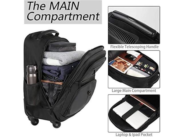MATEIN Rolling Backpack with 4 Wheels, 17 inch Travel Laptop Backpack for Women Men, Large Wheeled Backpacks Water Resistant Business Carry on Bag...