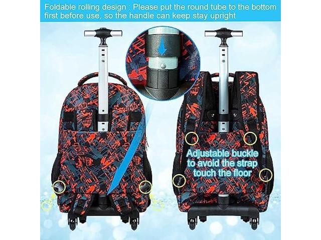 ZLYERT 3PCS Rolling Backpack for Boys, Travel Wheeled Backpacks for Adults, Teens College Roller Bookbag with Wheels for Men - Red