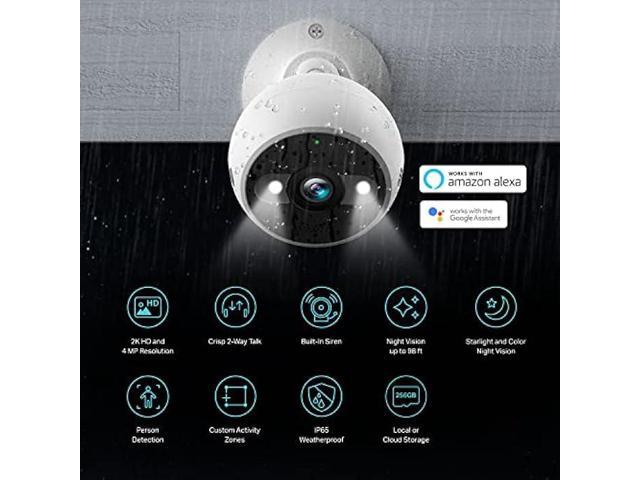 Kasa 4MP 2K Security Camera Outdoor Wired, IP65, Starlight Sensor & 98 Ft Night Vision, Motion/Person Detection, 2-Way Audio w/Siren, Cloud/SD Card...