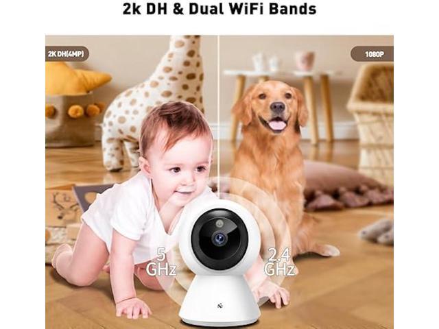 BJR 2K HD Security Camera Indoor, 5G & 2.4G WiFi Camera, Pan/Tilt Pet Camera with Motion Detection, Night Vision, 2-Way Talk, Home Cam with 64G SD...