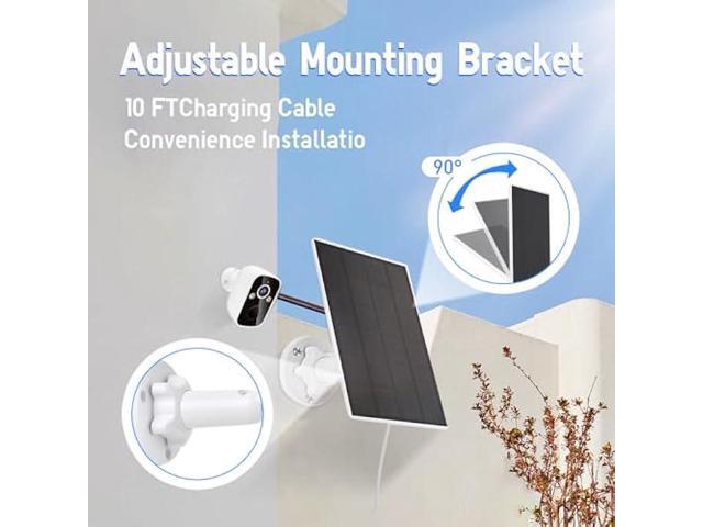 5W Solar Panel, IP 65 Waterproof 5V Micro USB Port for Security Cameras Wireless Outdoor, Compatible with Rechargeable Battery Security Camera