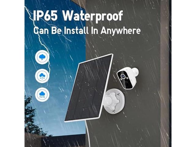 5W Solar Panel, IP 65 Waterproof 5V Micro USB Port for Security Cameras Wireless Outdoor, Compatible with Rechargeable Battery Security Camera