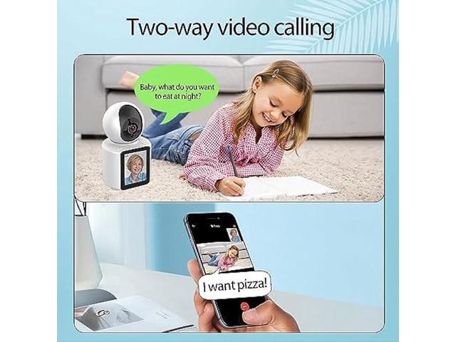 SIYZHOP Video Calling Indoor Camera with 2.8 inches Screen,Two-Way Video Camera,Camera has Call Phone Button,360°Security WiFi Camera for...