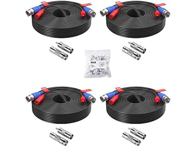ZOSI 4 Pack 60Feet 18m All-in-One CCTV Video Power Cables, BNC Extension Security Wire Cord for 960H/720P/960P/1080P Video Surveillance Camera DVR...