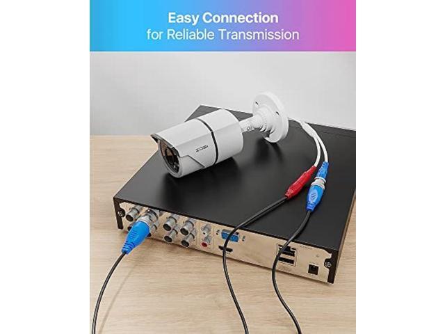 ZOSI 4 Pack 60Feet 18m All-in-One CCTV Video Power Cables, BNC Extension Security Wire Cord for 960H/720P/960P/1080P Video Surveillance Camera DVR...