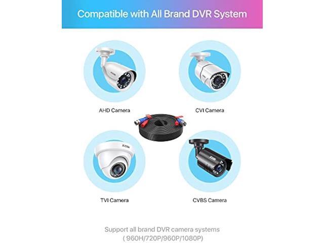ZOSI 4 Pack 60Feet 18m All-in-One CCTV Video Power Cables, BNC Extension Security Wire Cord for 960H/720P/960P/1080P Video Surveillance Camera DVR...