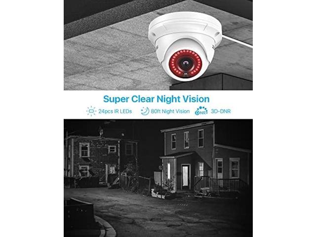 ZOSI 5MP Add-on PoE IP Camera Outdoor Indoor Home H.265+ Video Surveillance Dome Camera with Night Vision,Motion Detection,Only Work with ZOSI POE...