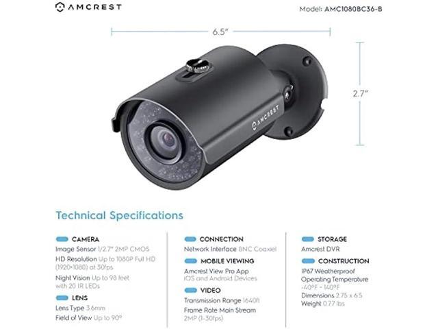 Anpviz 4MP PoE IP Bullet Camera with Microphone/Audio, IP Security Camera Outdoor Indoor, Night Vision 65ft, Waterproof IP66, 108° Wide Angle 2.8mm...