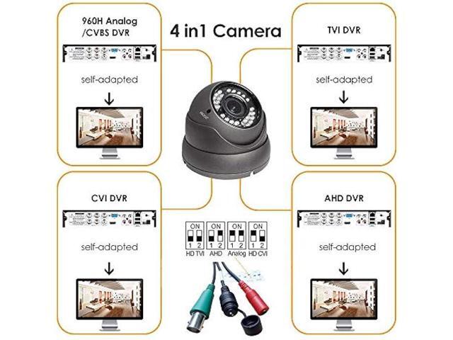 Analog CCTV Camera HD 1080P 4-in-1 (TVI/AHD/CVI/CVBS) Security Dome Camera Outdoor, 2.8mm-12mm Manual Focus/Zoom Varifocal Lens, Weatherproof Metal...