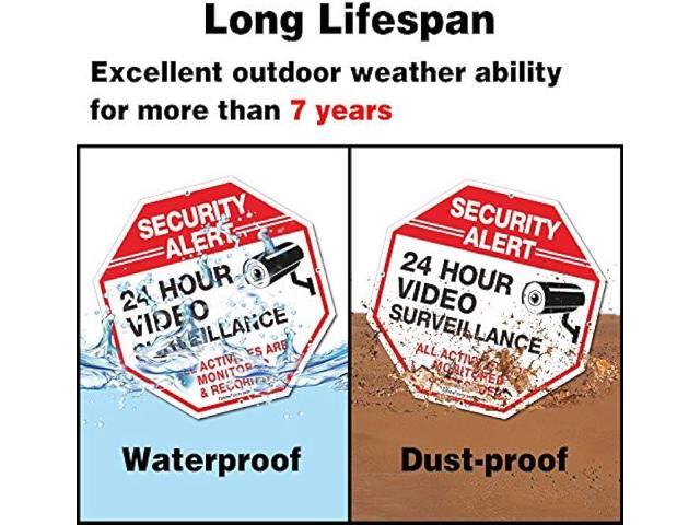 Video Surveillance Signs, Security Signs,Octagon 12 x12 Inches 40Mil Thick Aluminum Reflective sign for Home Business CCTV Security Camera, UV...