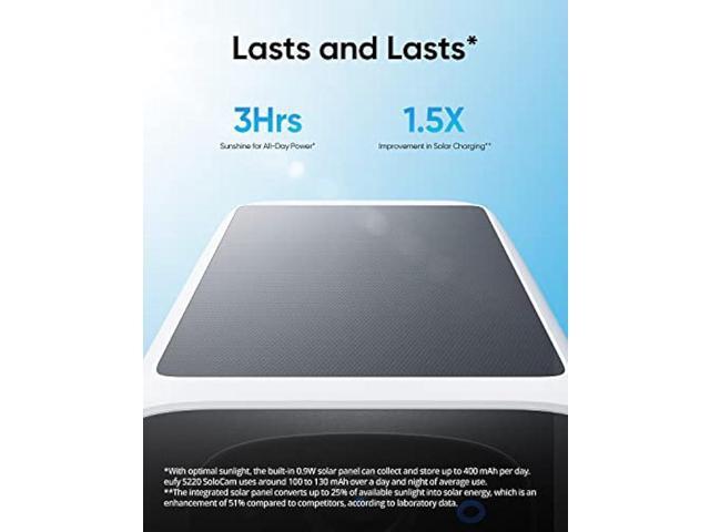 eufy Security SoloCam S220, Solar Security Camera, Wireless Outdoor Camera, Continuous Power, 2K Resolution, Wireless, 2.4 GHz Wi-Fi, No Monthly...