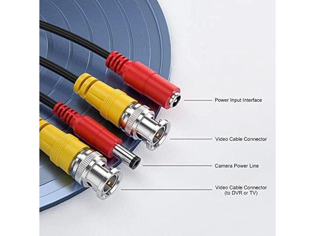 WILDHD 200ft Bnc Cable All-in-One Siamese Video and Power Security Camera Cable, Extension Wire Cord with 2 Female Connectors for All Max 5MP HD...