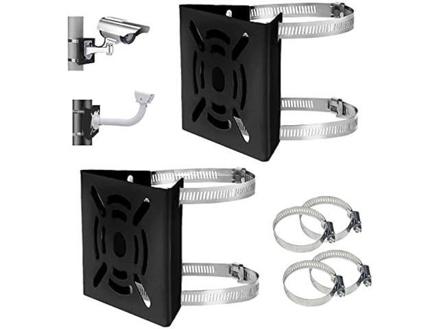 Universal Vertical Pole Mount Adapter Bracket for CCTV Security Camera PTZ Dome Vertical Pole Mounting Bracket Black with 4 Loops