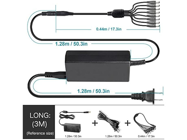 8-Way CCTV Camera Power Splitter-Security Camera Power Adapter-LED Driver Lighting Transformer DC Converter-Flexible LED Tape Strip Light AC DC...