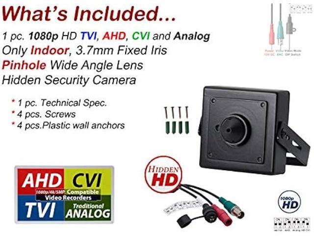 Evertech 1080p HD 4in1 AHD TVI CVI, Analog Indoor Hidden Camera with Pinhole Lens