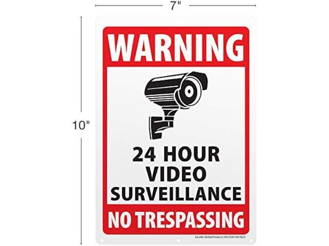6-Pack Video Surveillance Sign, Rust Free Aluminum Reflective Metal Signs, Indoor or Outdoor No Trespassing Security Warning, Use for Home Business...