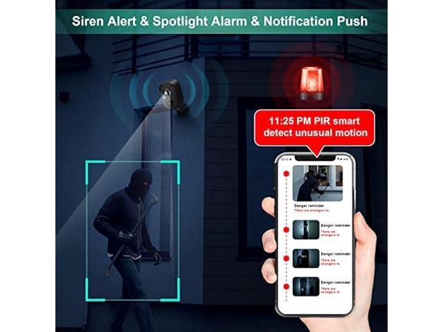 Security Cameras Wireless Outdoor, 1080P Battery Powered AI Motion Detection Spotlight Siren Alarm WiFi Surveillance Indoor Home Camera, Color...