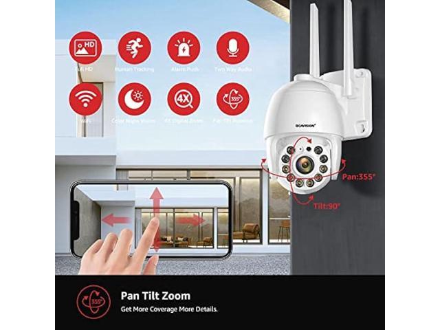 BOAVISION Security Camera Outdoor, Wireless WiFi IP Camera Home Security System 360° View,Motion Detection, auto Tracking,Two Way Talk,HD 1080P pan...