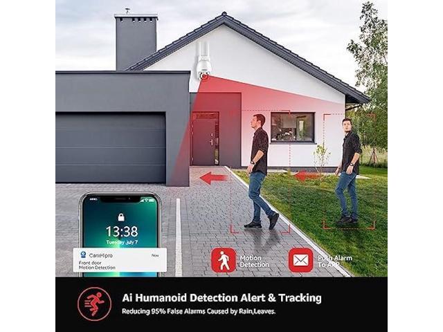 BOAVISION Security Camera Outdoor, Wireless WiFi IP Camera Home Security System 360° View,Motion Detection, auto Tracking,Two Way Talk,HD 1080P pan...