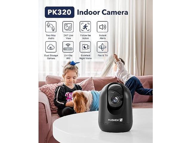MUBVIEW Cameras for Home Security, Indoor Security Camera, 2.4G WiFi Wired Camera Ideal for Dog/Elder/Baby, Motion Tracking, Two-Way Audio, Pan...