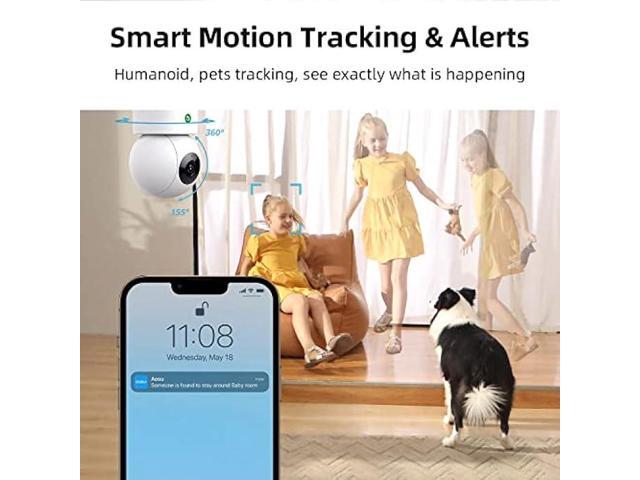 AOSU 2K Security Camera Indoor, Baby Monitor Pet Camera 360-Degree for Home Security, WiFi Camera with 5/2.4 GHz Wi-Fi, One-Touch Calls, Smart...
