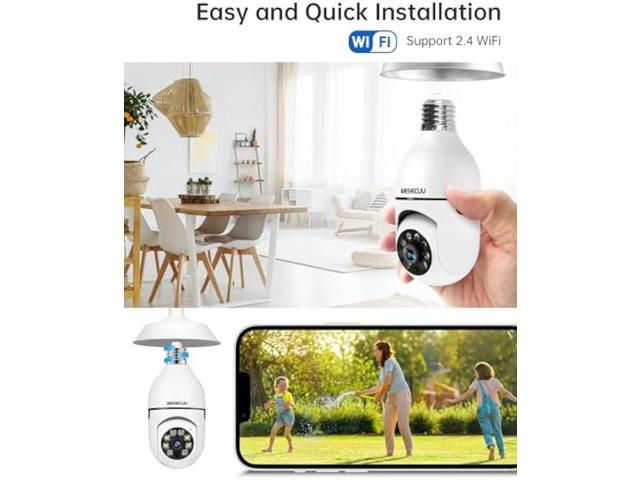 Light Bulb Security Camera, 2K Bulb Security Camera 2.4GHz,Security Cameras Wireless Outdoor with Automatic Human Tracking,Motion Detection...