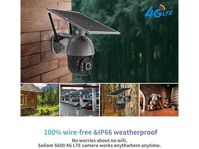 SOLIOM S600 3G/4G LTE Outdoor Solar Powered Cellular Security Camera Wireless,Pan Tilt 360°View Spotlight,1080p Night Vision,2 Way Talk,PIR Motion...