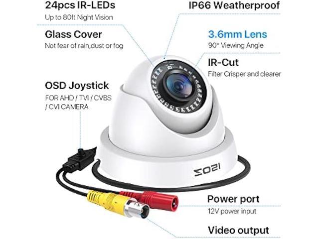 ZOSI 2MP 1920TVL Hybrid 4 in 1 TVI CVI AHD CVBS Security Camera,1080P HD Weatherproof Outdoor Indoor Surveillance Cam,Night Vision,For...