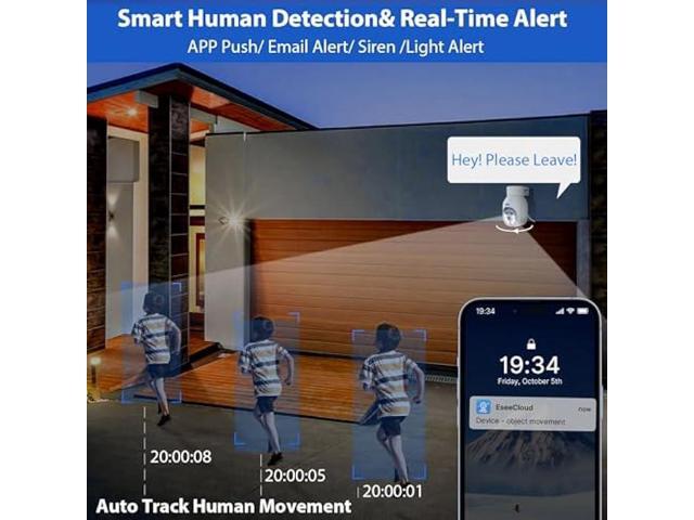 Hiseeu 5MP Wireless PTZ Security Camera System, Indoor Outdoor IP66 Waterproof WiFi Camera, 4K 10CH NVR, 2-Way Audio, Motion Detection Alarm,...