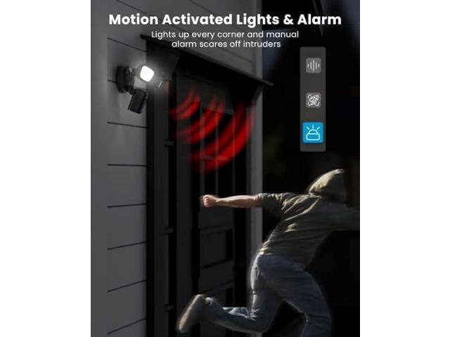 ieGeek Floodlight Camera Outdoor, 2K Wired Home Smart Security Cameras, 2.4G WiFi Flood Light Camera with Motion Sensor, Wiring 2600 Lumens Cam,...