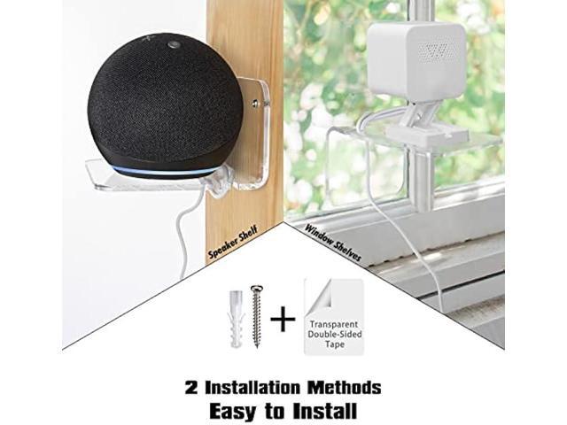 SIPRDE Acrylic Small Wall Shelf Set of 3 for Security Cameras, Speakers, Baby Monitors & More - 4'' Universal Adhesive Shelf Easy to Install No...