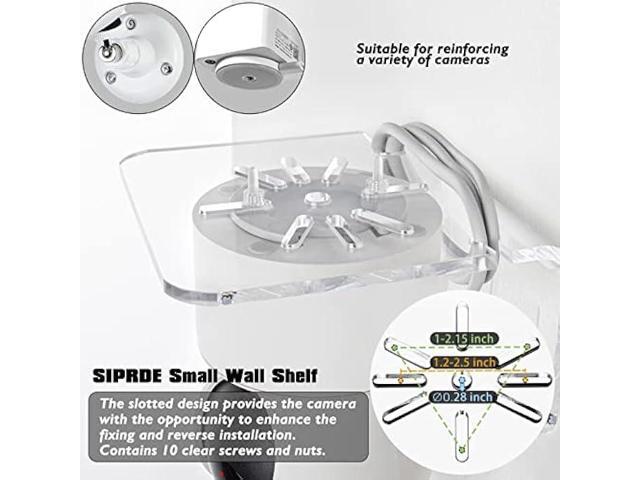 SIPRDE Acrylic Small Wall Shelf Set of 3 for Security Cameras, Speakers, Baby Monitors & More - 4'' Universal Adhesive Shelf Easy to Install No...