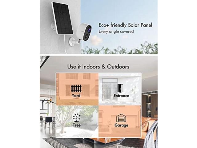 Dzees Solar Powered Security Cameras Wireless Outdoor WiFi, 1080P Color Night Vision Outdoor Camera, Wireless Home Security Cameras System with...