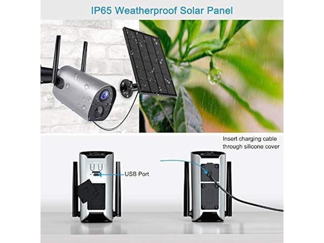 ZUMIMALL Solar Panel for Outdoor Camera Wireless Camera, IP66 Waterproof Solar Panel with 10ft USB Charge Cable, Power Supply for Security Camera...