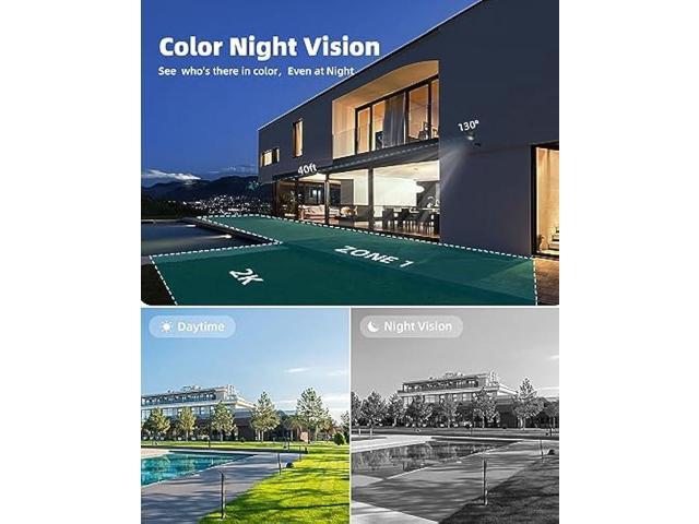 ZUMIMALL Security Cameras Wireless Outdoor, 2K Solar Cameras for Home Security with Magnetic Mount, Color Night Vision, Spotlight & Siren, AI...