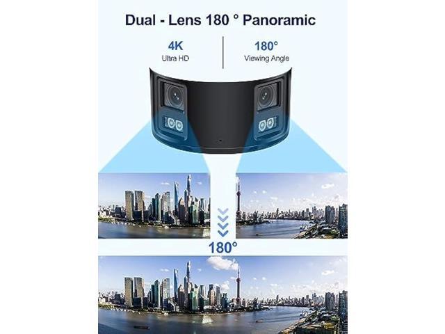 Anpviz 4K PoE Wide Angle Security Camera, Panoramic 180° IP Dual-Lens Bullet Camera Outdoor with Human/Vehicle Detection, Starlight Sensor, Two Way...