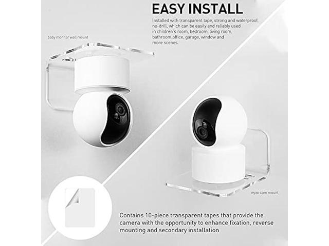 OAPRIRE Acrylic Floating Wall Shelves Set of 3 for Security Cameras, Baby Monitors, Speakers - Universal Small Wall Shelf with Cable Clips,...