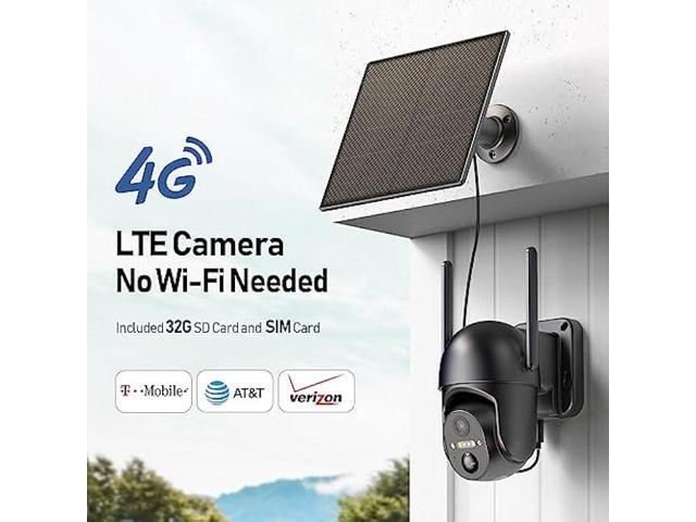 SEHMUA 4G LTE Cellular Solar Security Camera Wireless Outdoor, No WiFi Solar Powered Camera, 360° Live View, 2K Color Night Vision, PIR Motion...